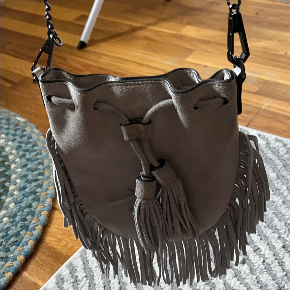 Rebecca Minkoff Light Gray Fringe Crossbody Bag - Picture 5 of 8